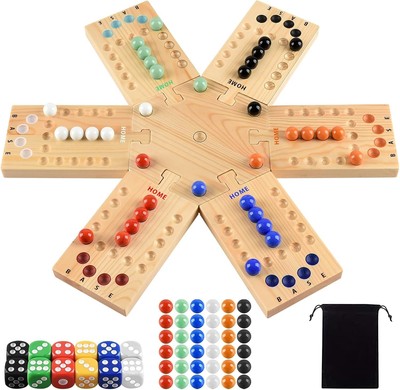 Deeper Holes & Larger Marbles Original Wooden Marble Board Game, Portable... 