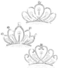 JINYEAH Mini Crowns Pearl Tiaras Mini Tiara Headband Rhinestone Princess Hair Ac