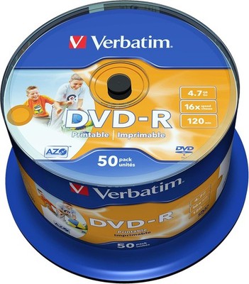Verbatim 43533 DVD-R 4,7 GB 16x Speed Printable bedruckbar Rohling 50er Spindel