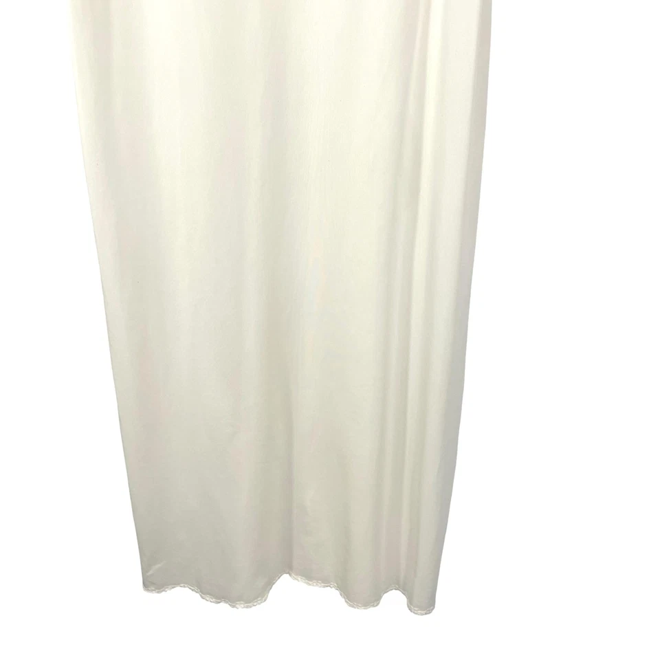 Maxi Camisón Olga 36 Marfil Nailon Deslizable Completo Borde de Encaje Hecho en EE. UU. 50" de Largo Foto 3 de 4