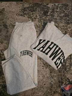 Men's Gray Yahweh Logo Fleece Sweatpants L 32x30 Drawstring Pockets