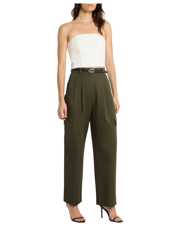 Sass & Bide Cargo Pants Khaki Green Utility Designer Casual Size 10 Cotton — 第 2/4 张图片