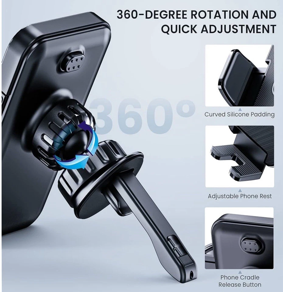 Soporte de ventilación de aire de coche para clip de actualización de teléfonos nunca se cae todo montaje de coche. Foto 2 de 4