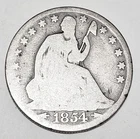 1854 O Seated Liberty Half Dollar *90% SILVER*  W / ARROWS  *AG - ABOUT GOOD* #1