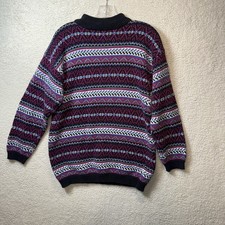 Vintage Cottagecore Knit Cardigan Medium Granny Striped Colorful Northern Isles
