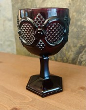 Avon 1876 Cape Cod Wine Water Goblet Ruby Red Large 10 oz Wheaten Glass Vintage