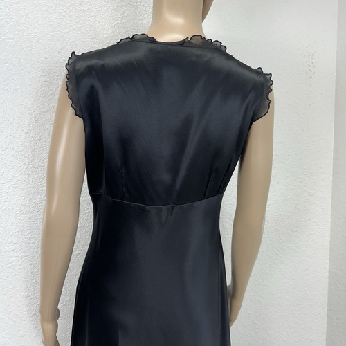 Banana Republic Seide Y2K Coquette schwarz Midikleid 8 Goth Fee Rüschen sexy - Bild 14 von 17
