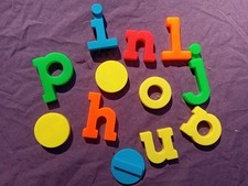 Vintage Fisher Price Magnetic Letters Plus Mini Cards And Fridge Magnet Man