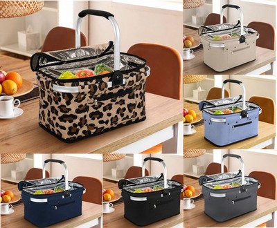 Alu Einkaufskorb Thermo Korb Klapp Kühltasche faltbar Picknick Camping Grau Blau