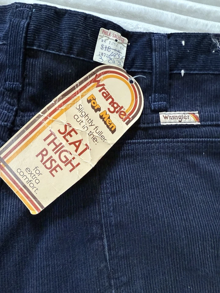 Vintage NWT Wrangler Corduroy Pants Mens Sz 38x30 Blue Made in USA Deadstock - Image 3 of 4