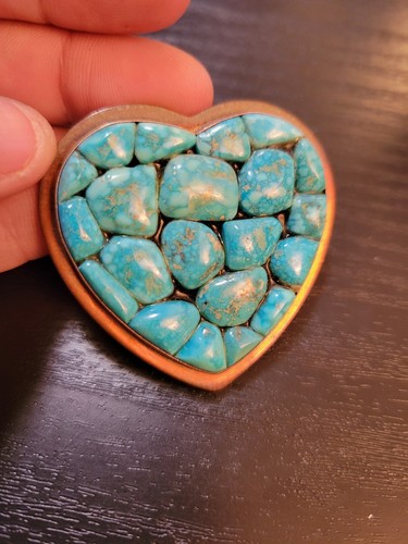 Jay King Heart Shaped Sterling Silver, Copper And Turquoise Pendant. - Picture 3 of 3