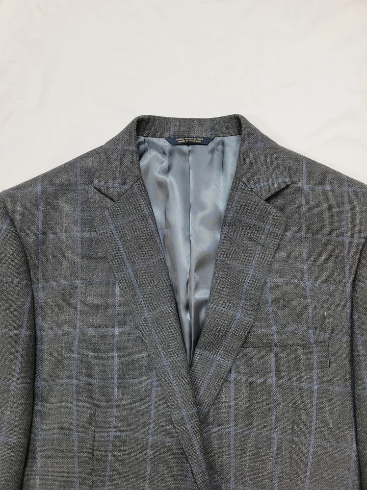 Abrigo Blazer Deportivo Brooks Brothers FITZGERALD Hombre 42 S Gris Azul CHECK Lana Reda Foto 4 de 4