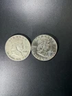 Franklin Half Dollars Lot Of 2 One BU 1949, 1963 90% Silver Coins Below Melt