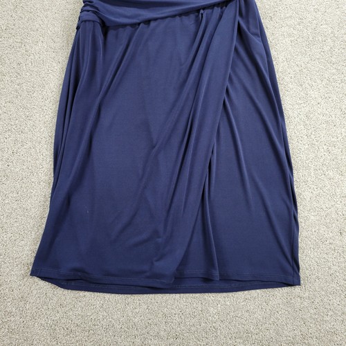 Suzi Chin For Maggy Boutique Faux Wrap Dress 14 Blue V-neck Ruched Slim Fit - Picture 10 of 12