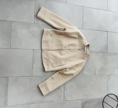 Reserved Kurzjacke Blazer Doubleface Wolle Blouson Jacke Taupe beige Größe S NEU