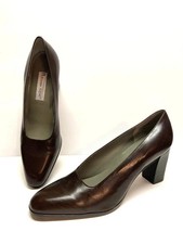 Vintage 80s Etienne Aigner Calvary Brown Leather Pumps Heels 10 New old Stock