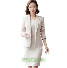 Women Office Blazer Coat Business Casual Uniform Dress Suit Work 2 Piece Set