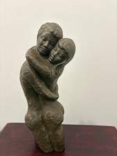 Vintage Sculpture by Geert Kunen Dutch Artist Signed Ceramic Of Lovers Embracing