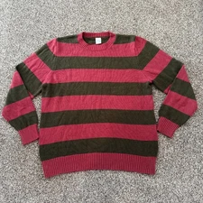Freddy Krueger Red Green Stripe Sweater Men's Large Nightmare on Elm Street Knit