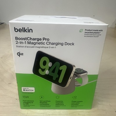 Belkin Wireless Charging Dock 2-in-1 MagSafe 15W Fast Charge Sand