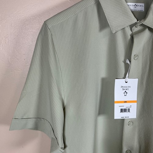 New- Men’s Penguin Sport Button Up Short Sleeve Performance Shirt-NWT - Picture 4 of 12