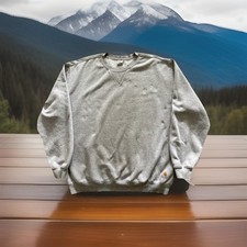 CARHARTT CREWNECK PULLOVER SWEATSHIRT HEAVYWEIGHT/OUTDOORS GRAY MENS SIZE XL