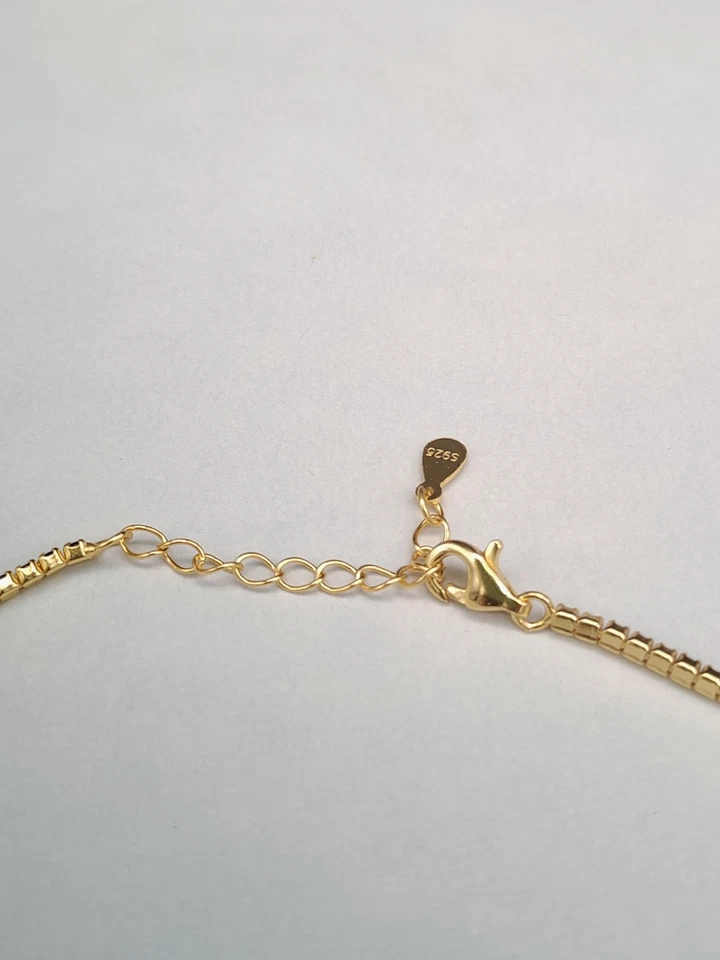 Bracciale tennis argento 925 placcato oro giallo zirconi uomo donna zirconi neri - Immagine 3 di 4