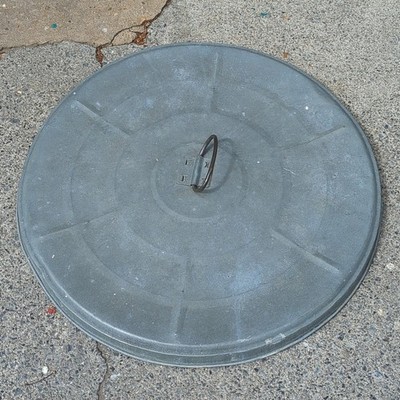 VINTAGE GALVANIZED STEEL METAL GARBAGE TRASH CAN  21  LID Only 