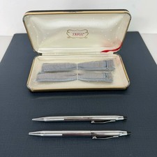 VINTAGE CROSS CENTURY CHROME PEN/ MECHANICAL PENCIL SET 3501 IN BOX