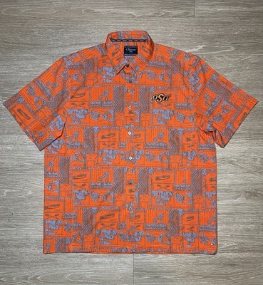 Chiliwear University of Oklahoma State OSU Hawaiian Shirt Men's Size 2XL Salmon