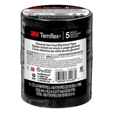 Temflex 3/4 In. X 60 Ft. 1700 Electrical Tape Black (5-Pack)