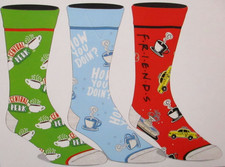 Friends The TV Series Socks Mens Size 8-12 3 Pair Crew Bioworld Central Perk