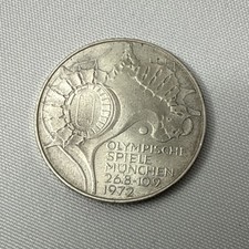 1972-F - 10 Mark Germany 20th Olympic Games Silver Coin - Munich Stadium NICE!