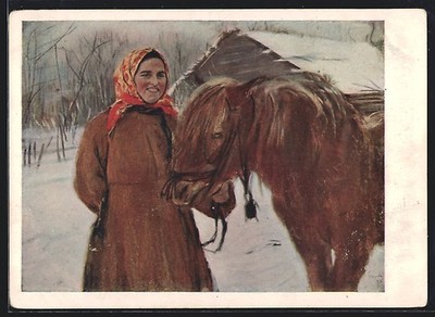 La paysanne avec un cheval, Ansichtskarte 