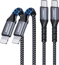 USB-C to Lightning Cable 2FT, 2-Pack MFi Certified iPhone Fast Grey