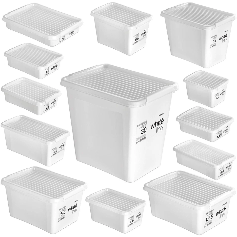 Boîte de rangement avec couvercle clips organisateur pour bureau cuisine... - Photo 1/2