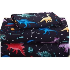 Kids Sheet Set Twin Size, Twin Sheet Set with Space Dinosaur Pattern  Breathab...