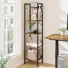 HaluPeit Bookshelf, Book Shelf, Industrial Bookcase With 2 Hooks, Coner Shelf