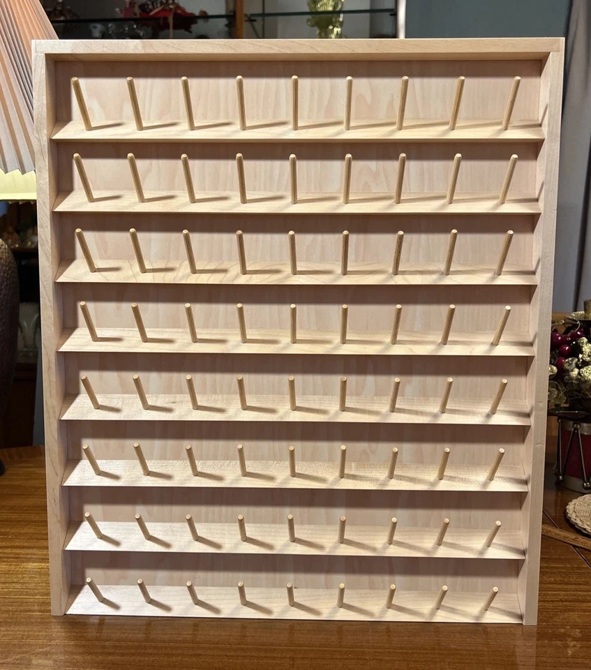 老式轻质木质壁挂螺纹线轴架 72 钉 15.5 英寸 x 18 英寸 — 第 3/4 张图片