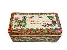 RARO Antiguo Famille Rosa China Exportación Letra Pincel Caja Cuando Esto Verás...