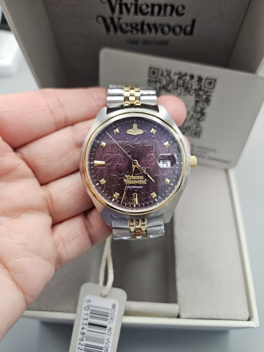 Vivienne Westwood Swiss Movement Purple Dial Gold Silver Steel