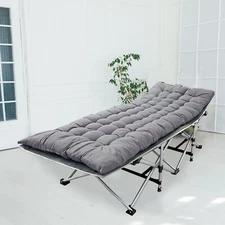 Heavy-Duty Folding Camping Cot - Extra Wide with Mat for Outdoor/Guest Use