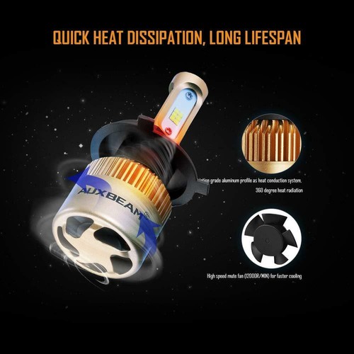 AUXBEAM 9003 LED Headlight Bulb Kit For Honda Civic 1992-2003 High Low Beam 6K - Picture 7 of 12