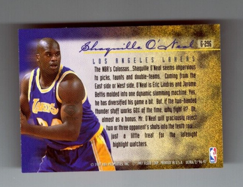1996-97 Ultra Gold Medallion #G-296 Shaquille O'Neal Los Angeles Lakers NBA CARD - Bild 2 von 2