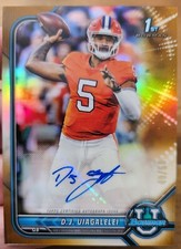 D.J. UIAGALELEI 2021-22 BOWMAN UNIVERSITY 1ST CHROME RC GOLD REFRACTOR AUTO /50