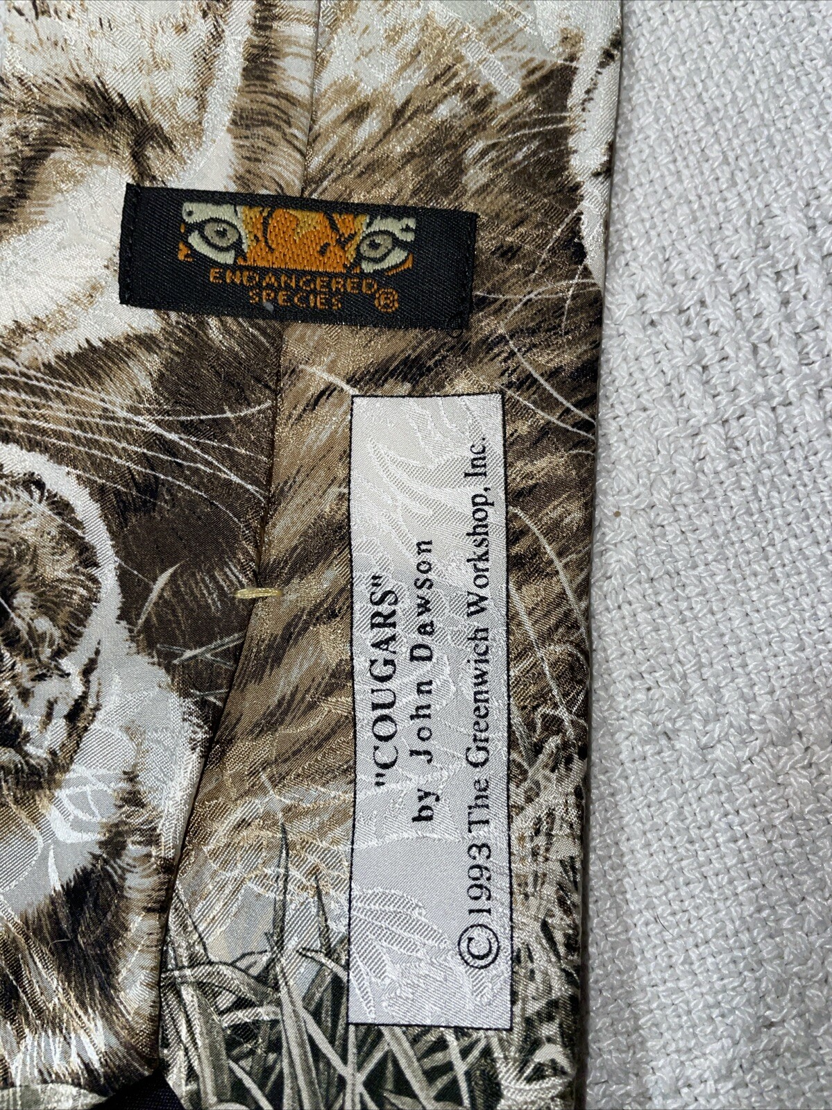 The Greenwich Workshop “Cougars" Dress Tie Mens Size 55” Tan Cougar Motif Party thumbnail 2
