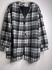 Lollo Vita Lined Large Button up Blazer Jacket Shacket Black Plaid Pockets