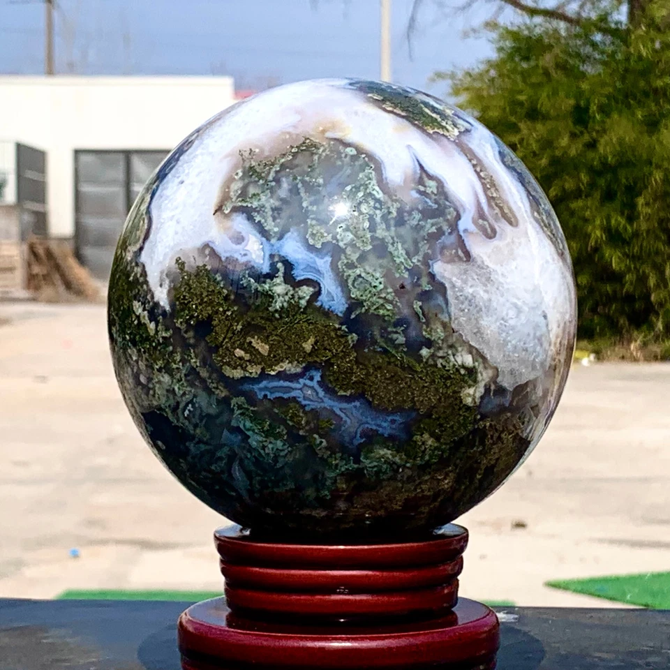 8,47 Pfund natürliches grünes Gras Achat Quarz Kristall kugelförmig Heilung