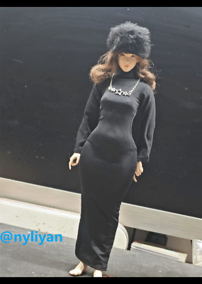 1/6 Female Black Hat Dress Clothes Necklace Model For 12''PH TBL Action Figure