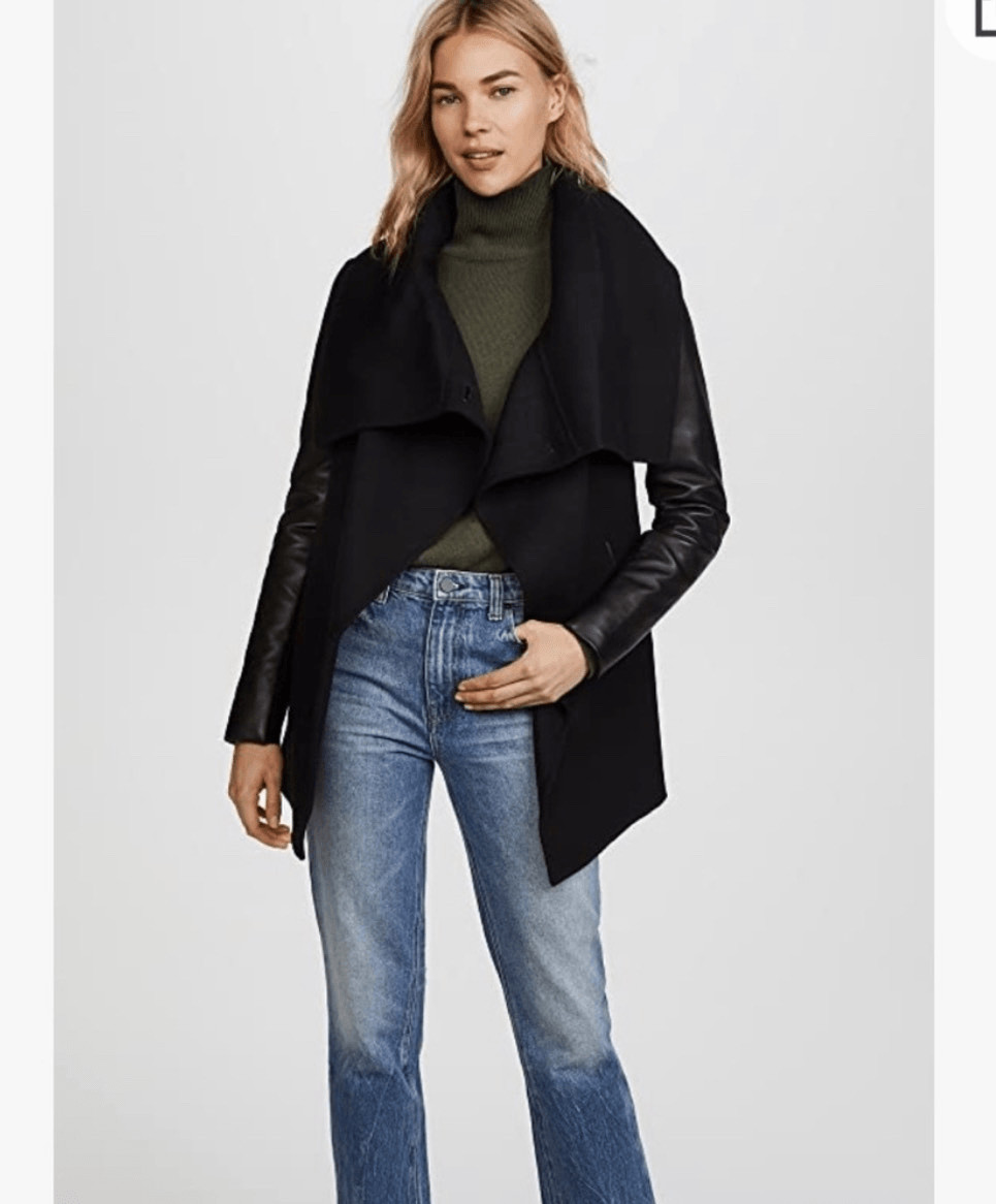 Mackage wool cashmere and leather Vane jacket zip up mod coat Luxury  sz small